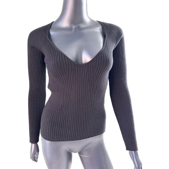 L Space Black Ribbed Sweater Camryn Top Large MSRP $130.00 - Picture 1 of 7
